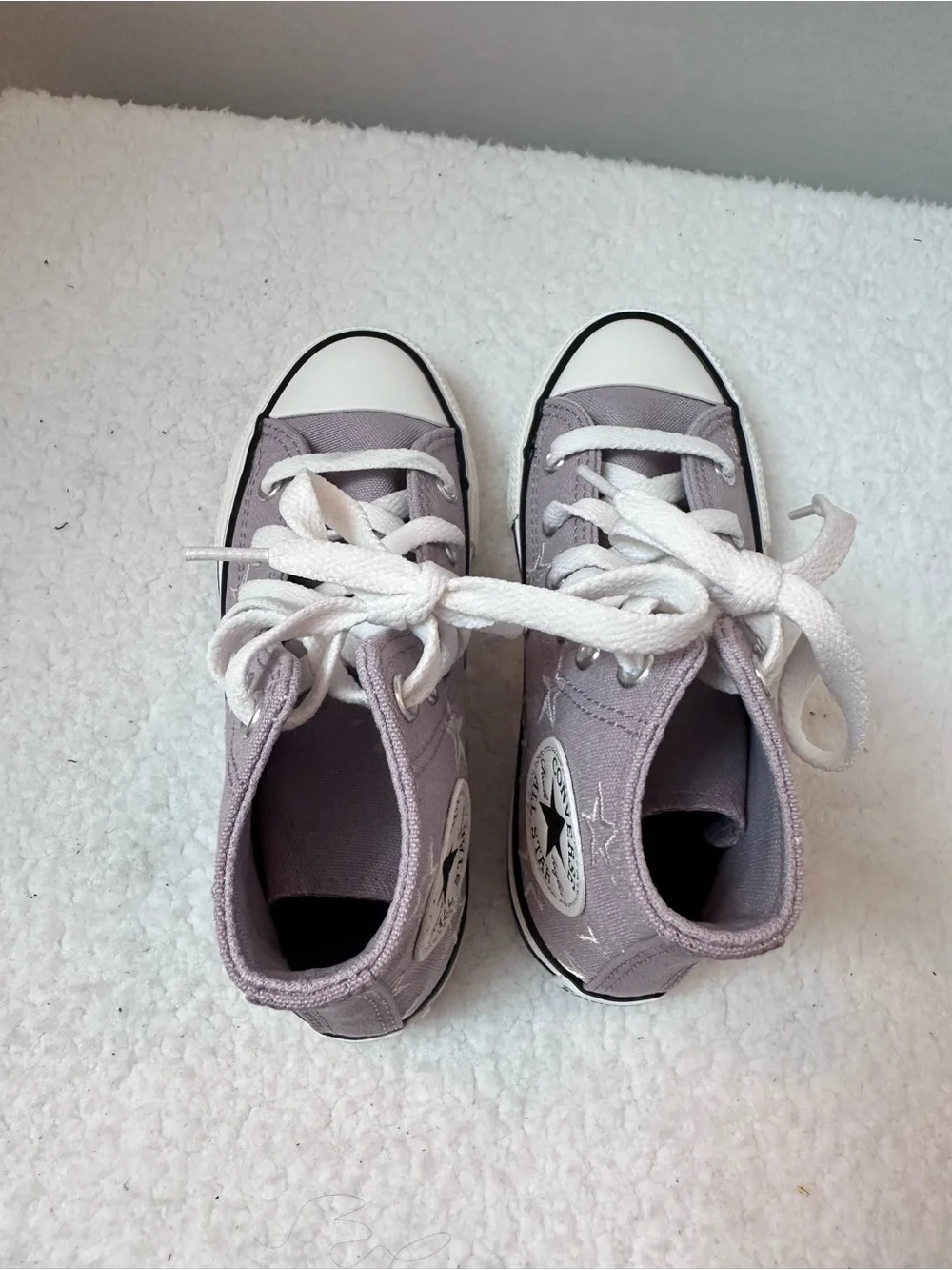 Girl’s Converse Purple High Top Sneakers with White Stars
